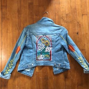 Anthropologie Embroidered Denim Jacket